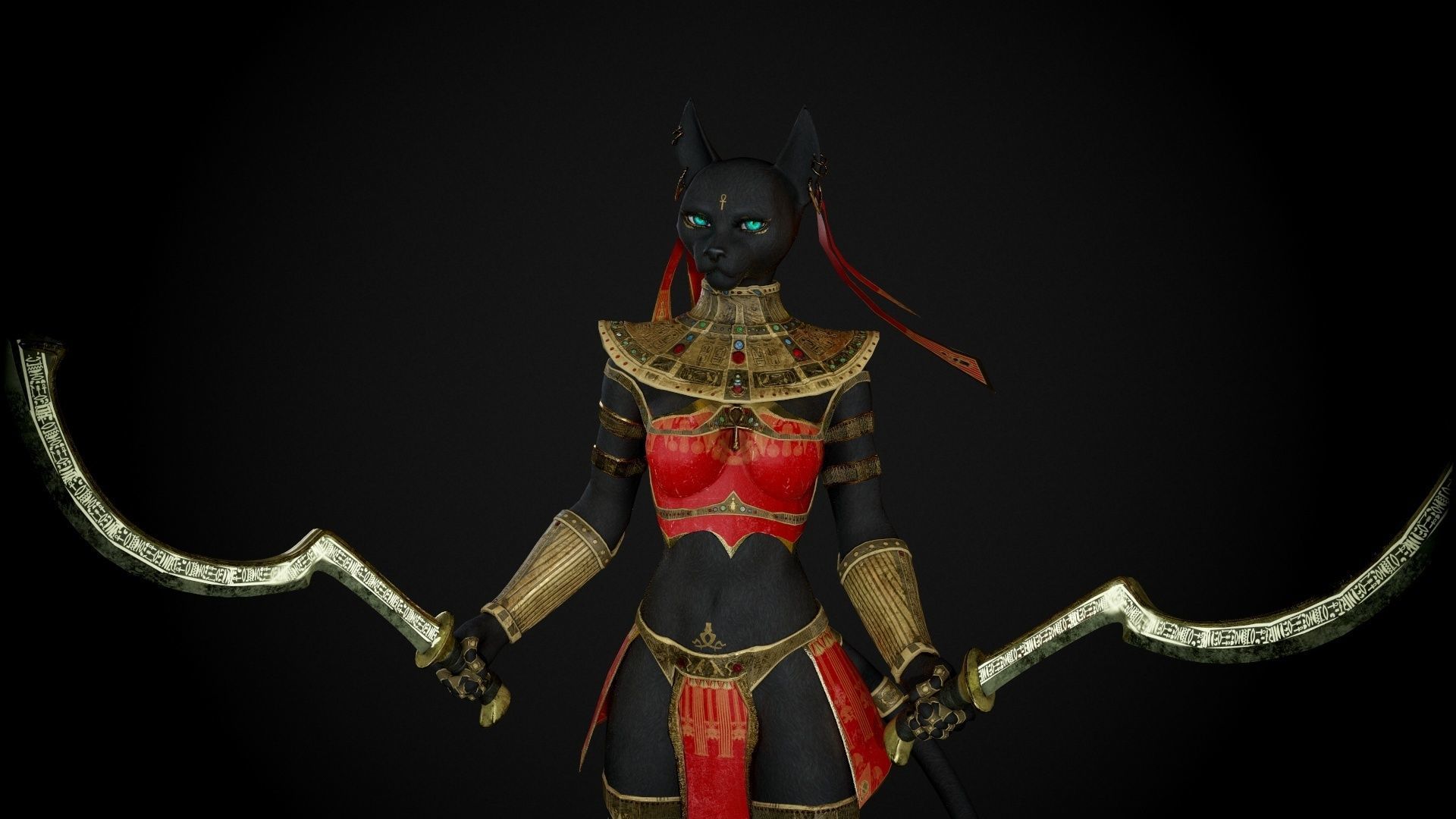 Bastet - Game Ready Egyptian Warrior Low-poly 3D model_24