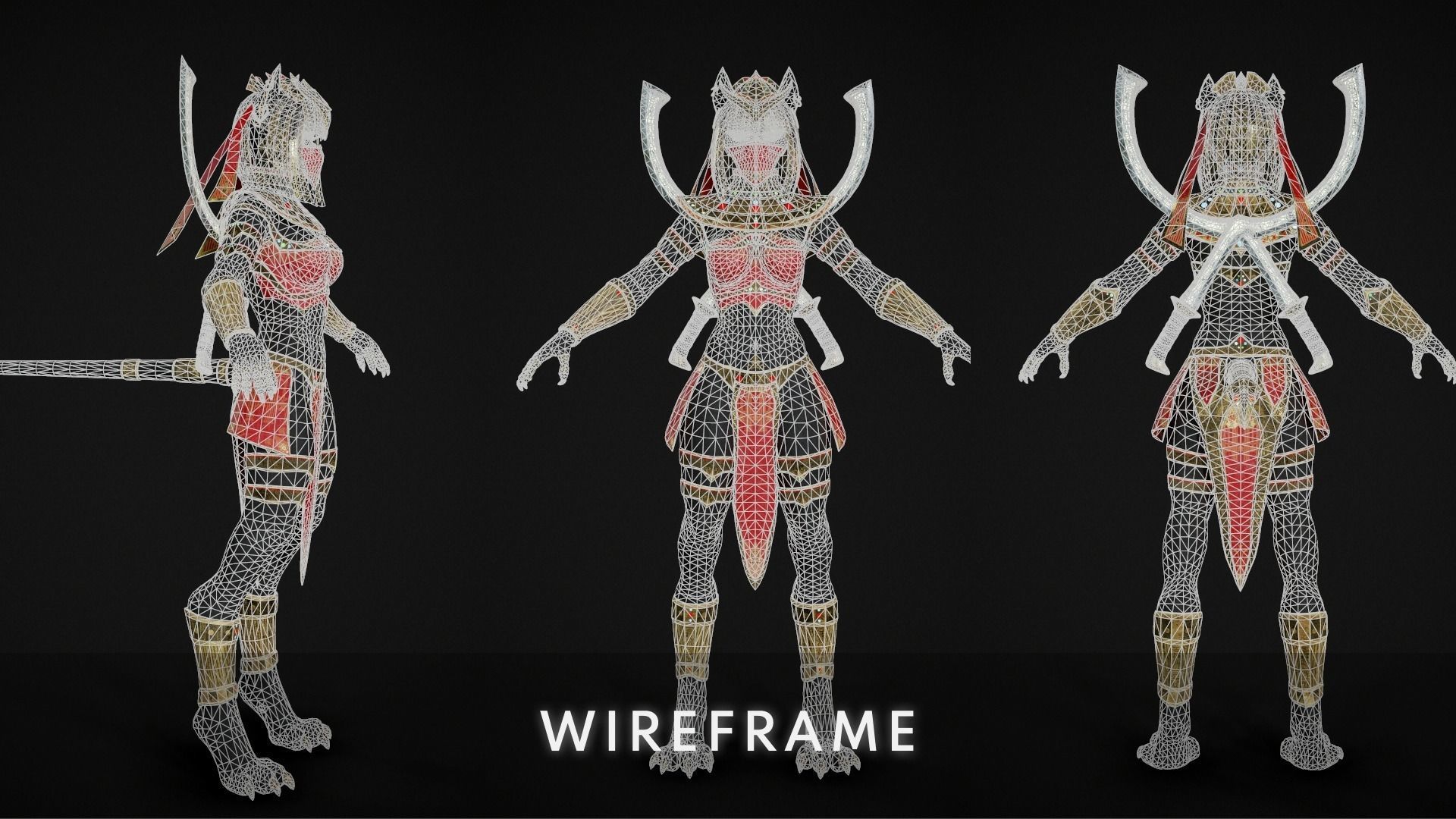 Bastet - Game Ready Egyptian Warrior Low-poly 3D model_8