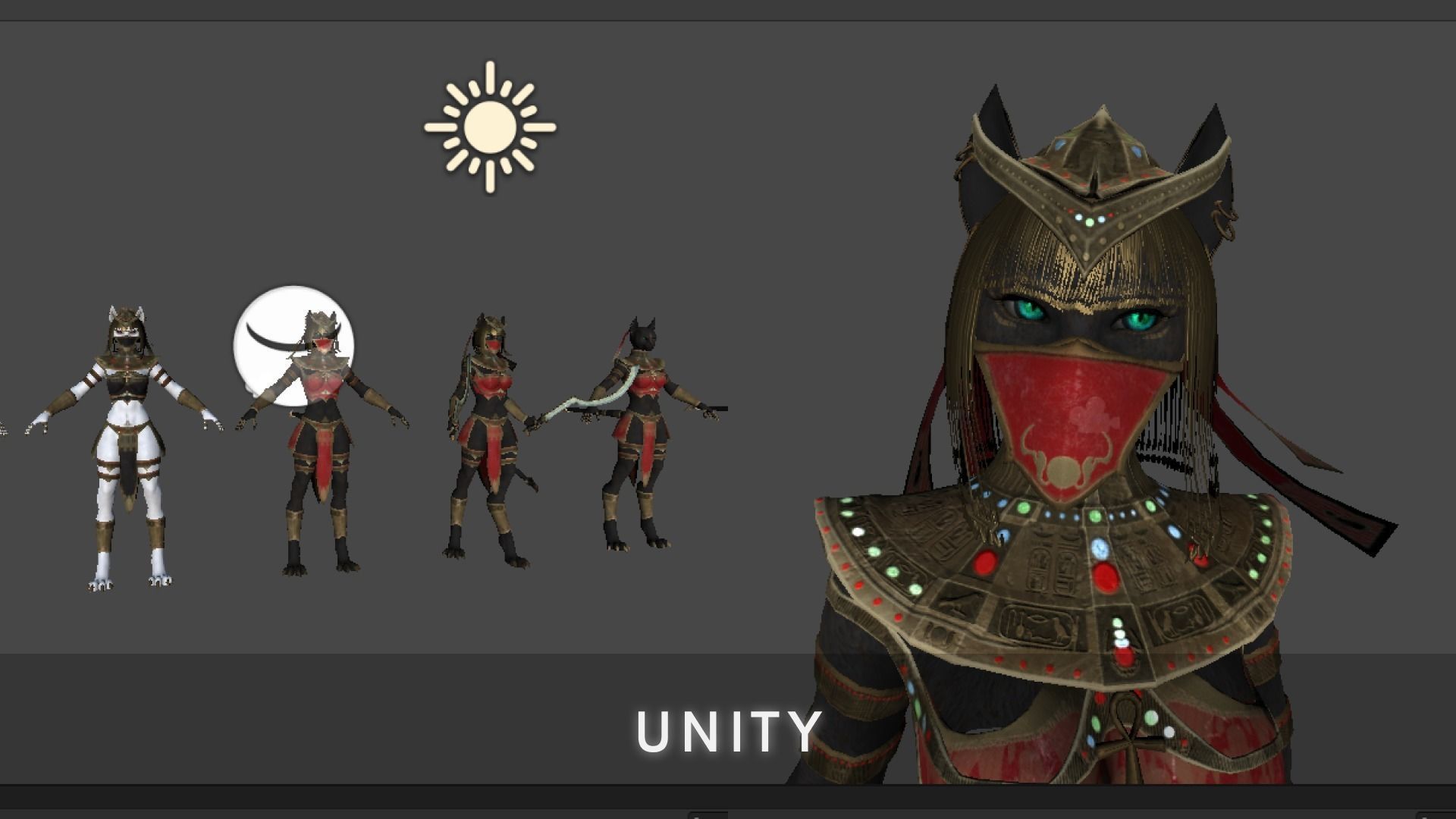 Bastet - Game Ready Egyptian Warrior Low-poly 3D model_13