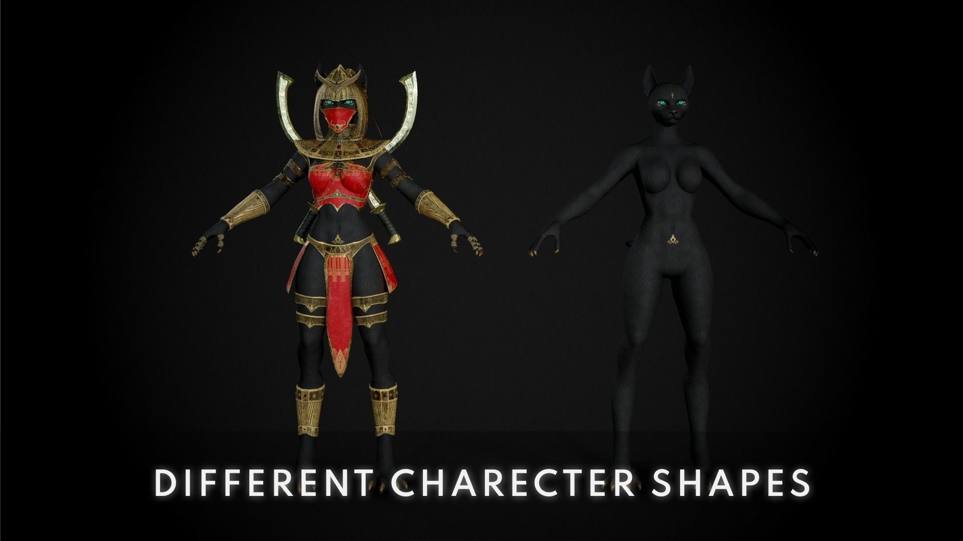 Bastet - Game Ready Egyptian Warrior Low-poly 3D model_10