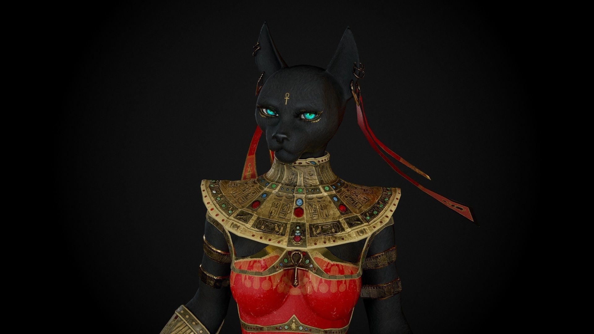 Bastet - Game Ready Egyptian Warrior Low-poly 3D model_18
