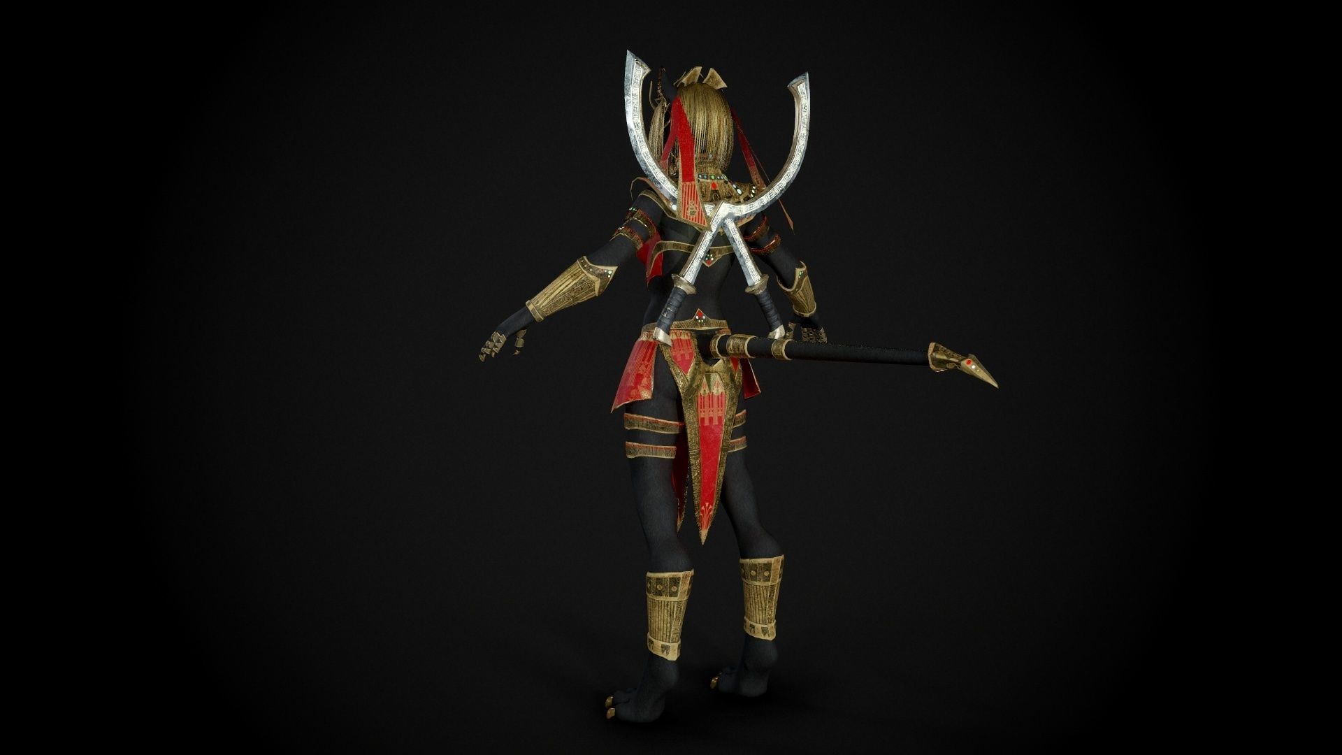 Bastet - Game Ready Egyptian Warrior Low-poly 3D model_6