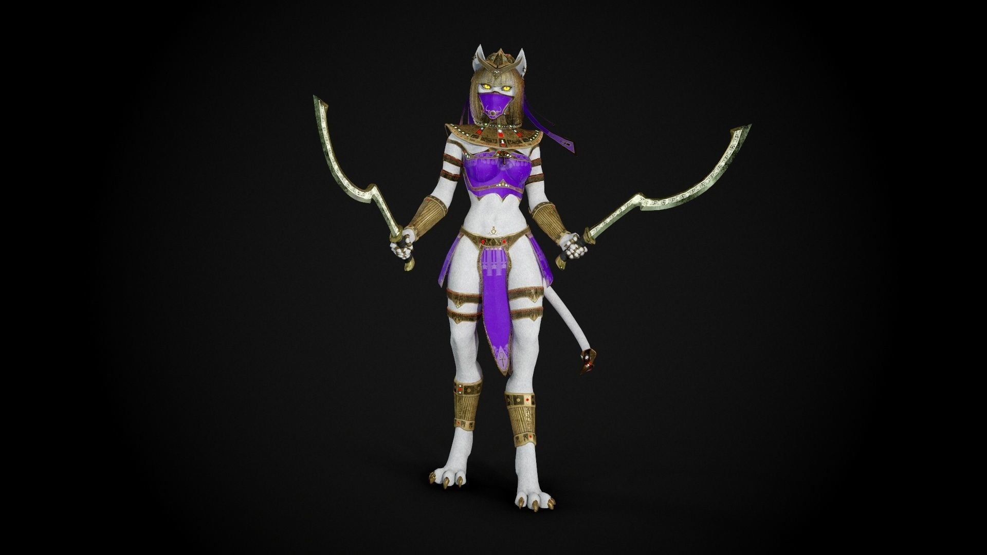 Bastet - Game Ready Egyptian Warrior Low-poly 3D model_21