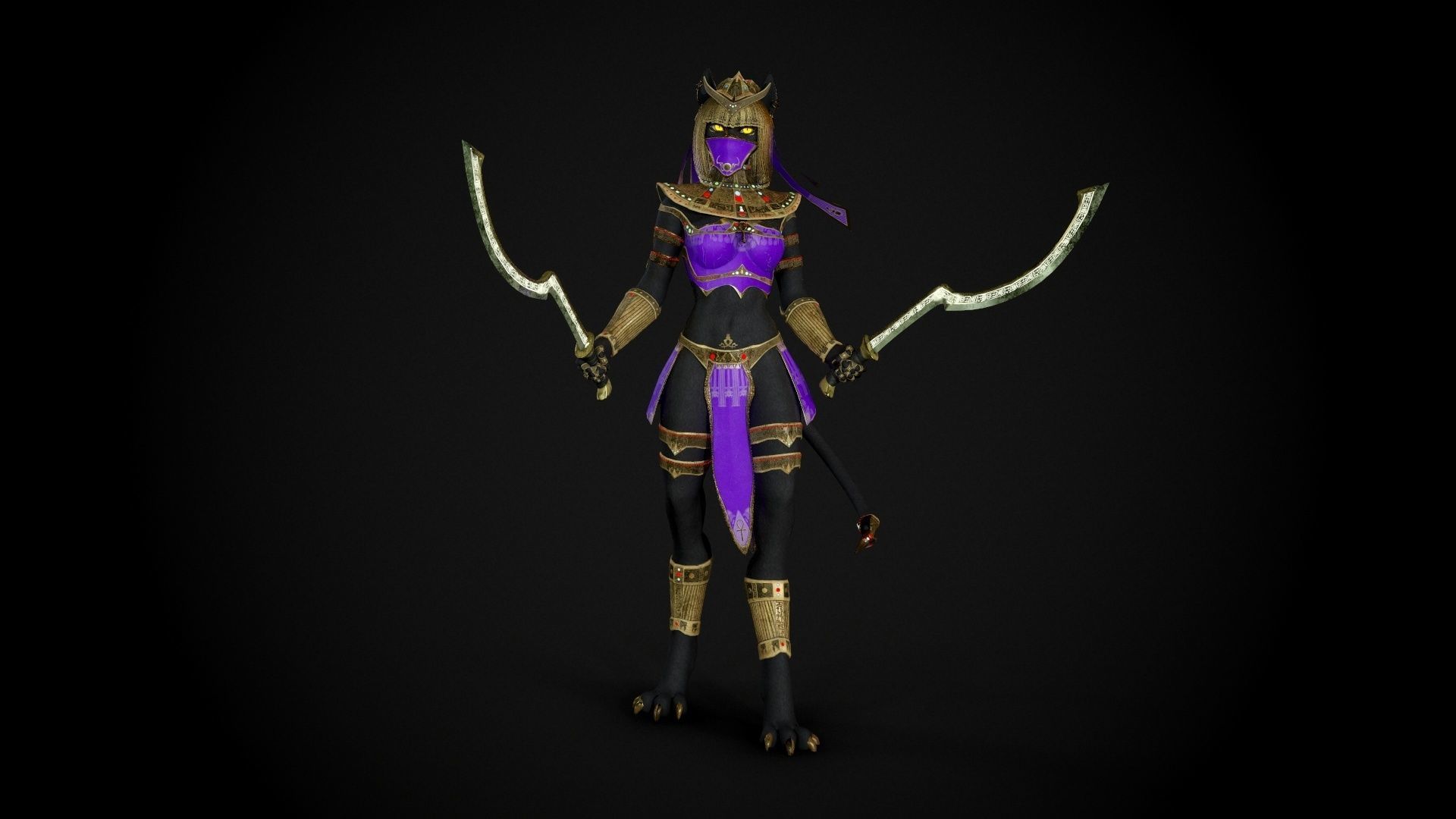 Bastet - Game Ready Egyptian Warrior Low-poly 3D model_20