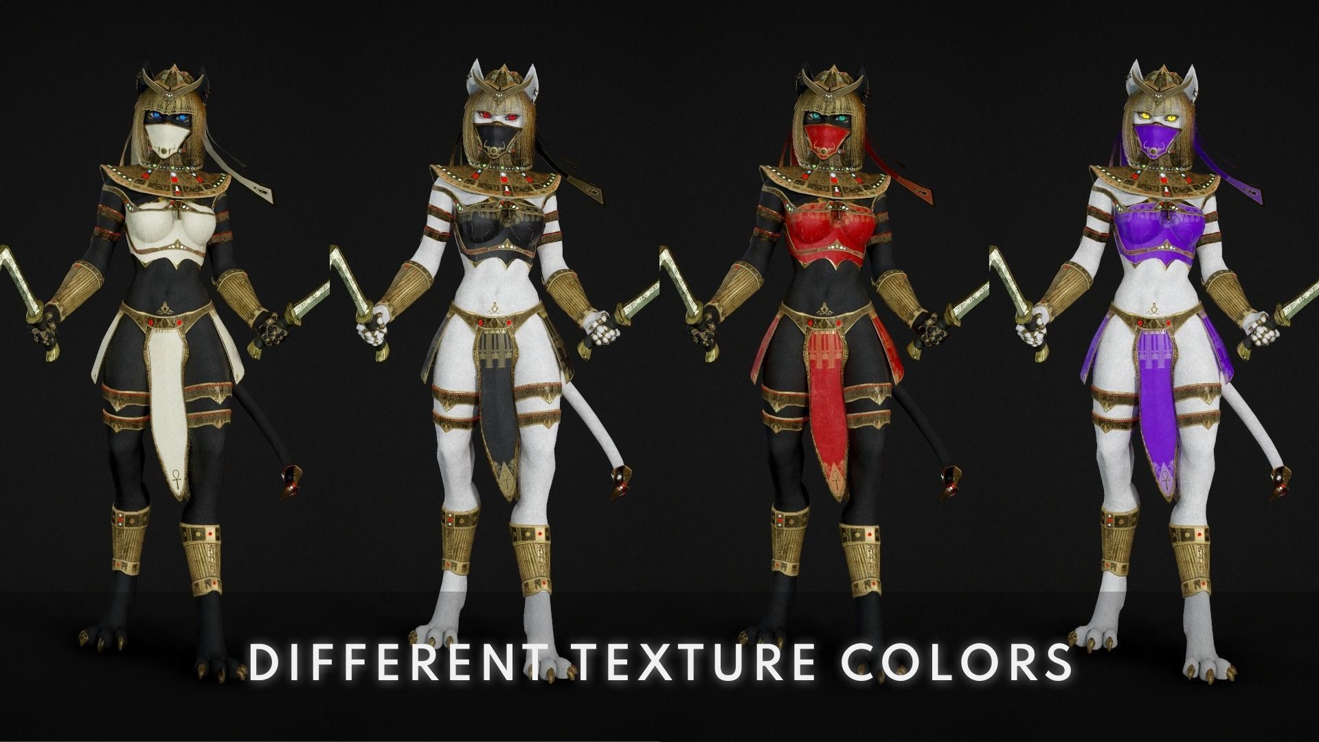 Bastet - Game Ready Egyptian Warrior Low-poly 3D model_11