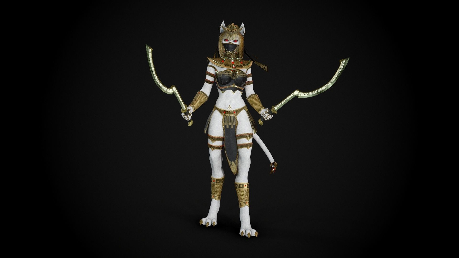 Bastet - Game Ready Egyptian Warrior Low-poly 3D model_22
