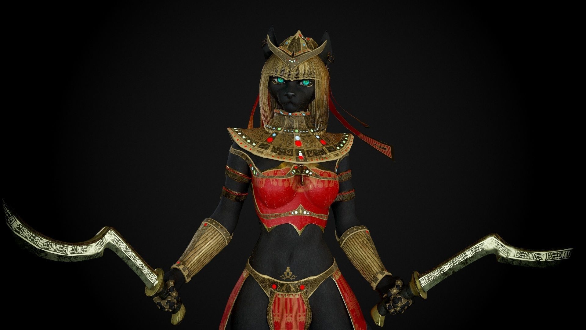 Bastet - Game Ready Egyptian Warrior Low-poly 3D model_17