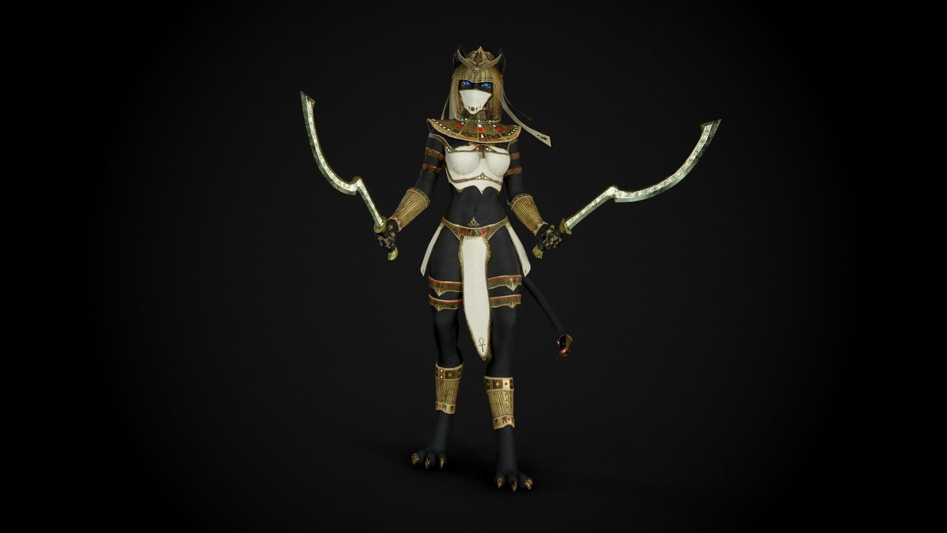 Bastet - Game Ready Egyptian Warrior Low-poly 3D model_23