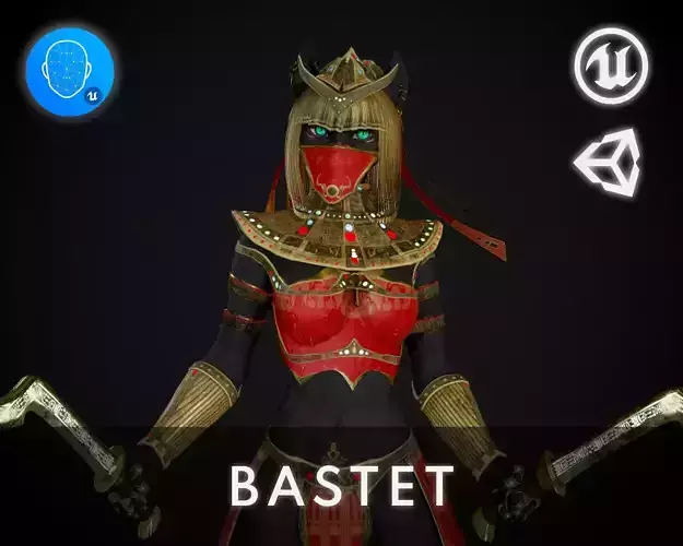 Bastet - Game Ready Egyptian Warrior Low-poly 3D model