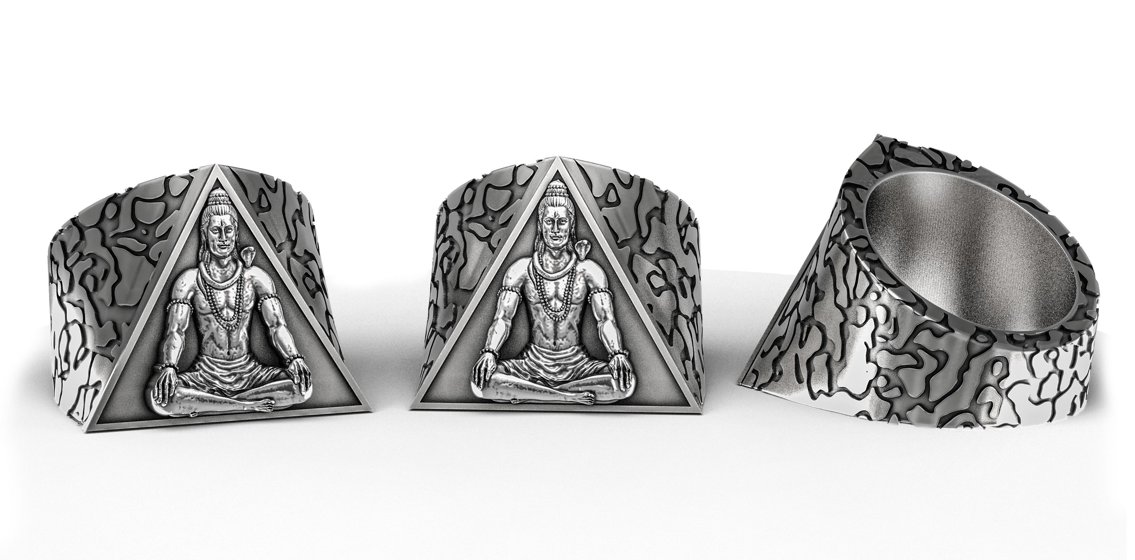 Antique Shiv Ji Ring  3D print model_1