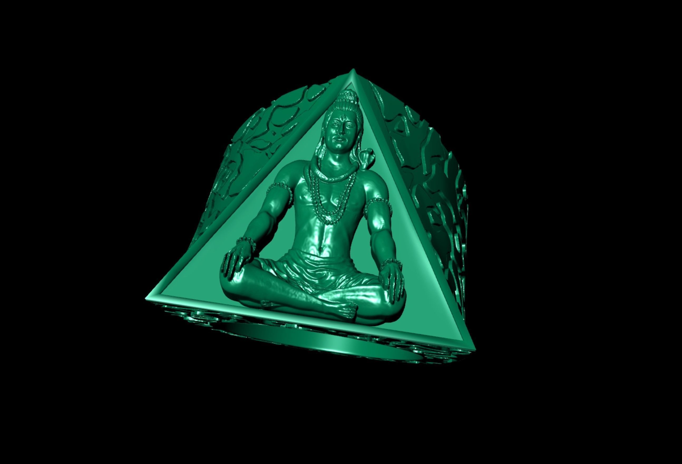 Antique Shiv Ji Ring  3D print model_7