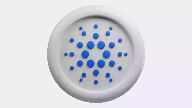 Cardano or ADA Silver Crypto Coin with cartoon style