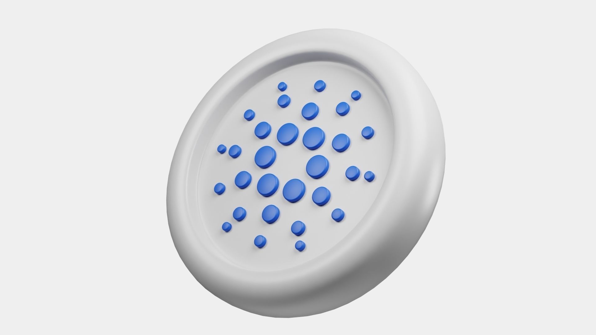 Cardano or ADA Silver Crypto Coin with cartoon style 3D model_1