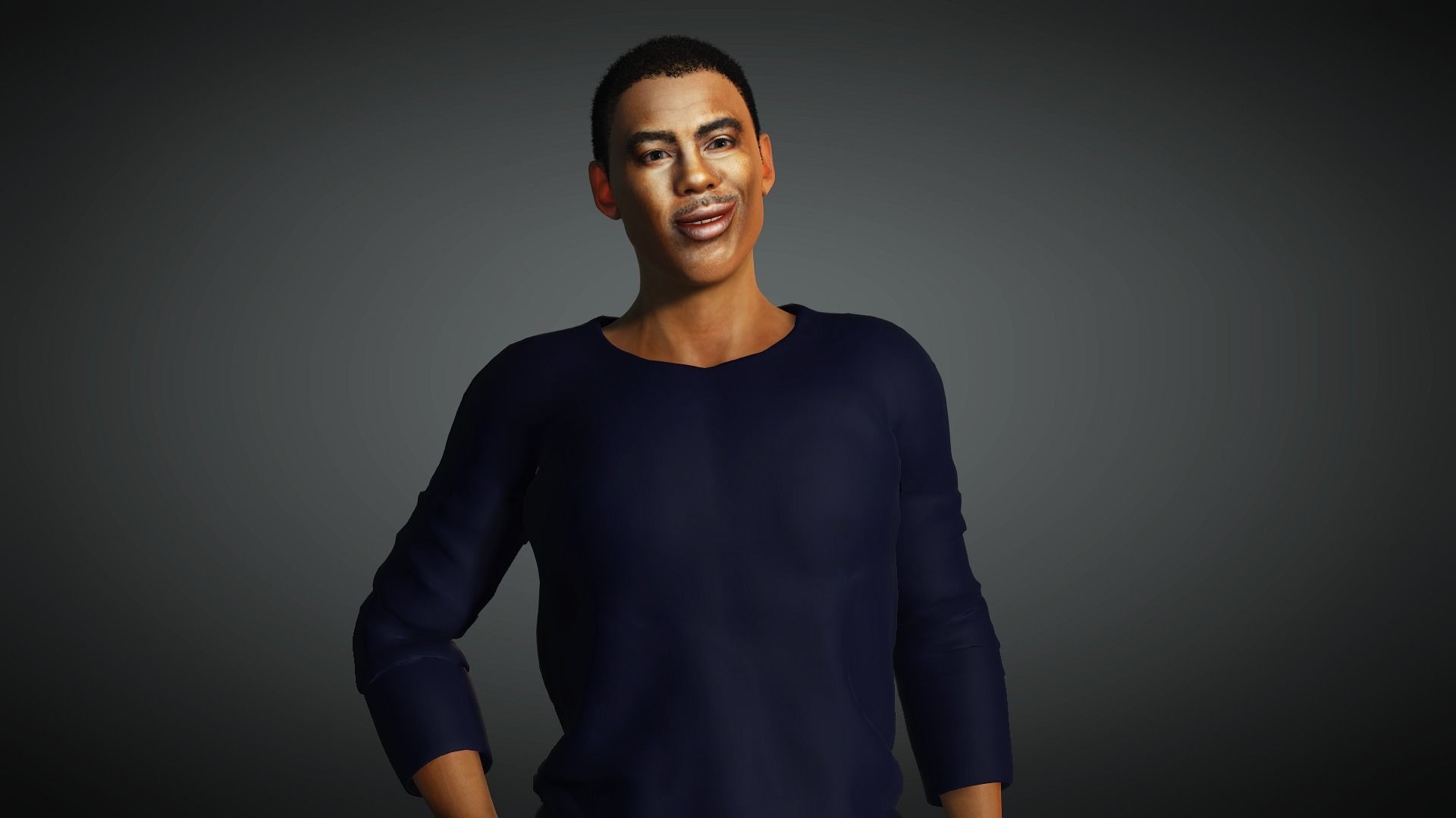 Chris Rock 3D Rigged model ready for animation Low-poly 3D model_13