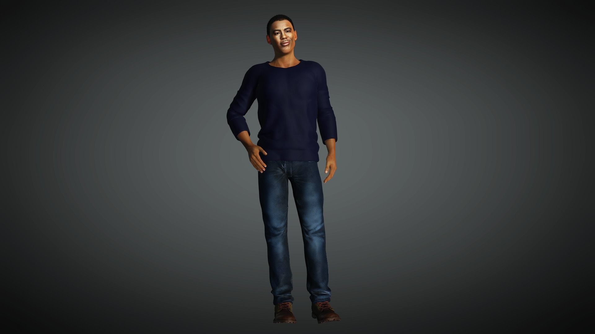Chris Rock 3D Rigged model ready for animation Low-poly 3D model_10