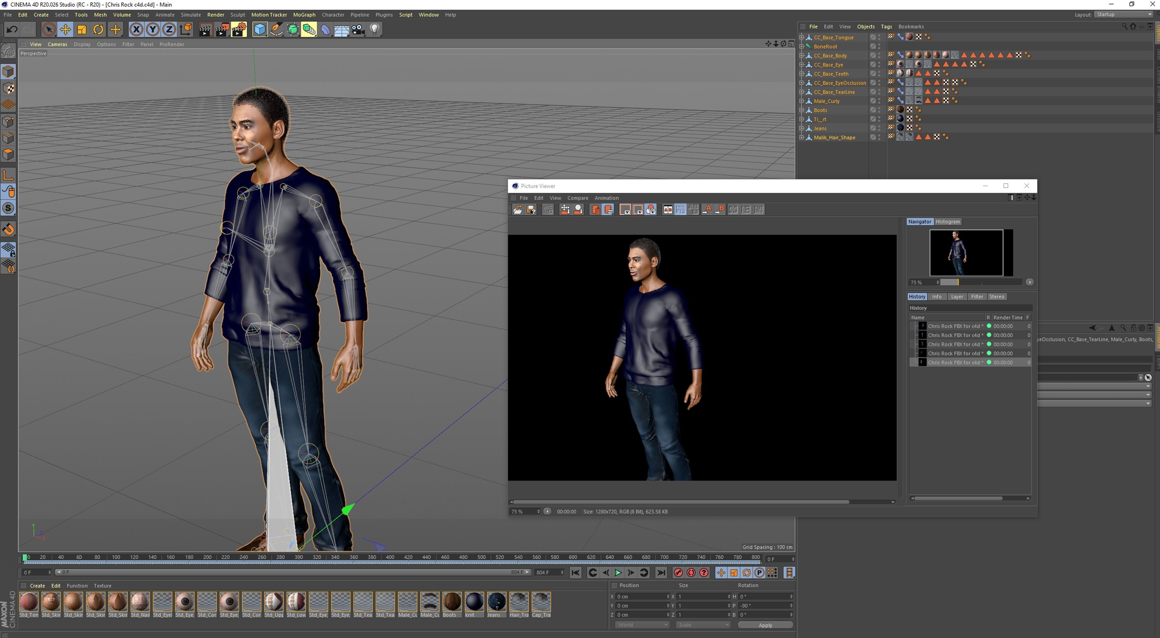 Chris Rock 3D Rigged model ready for animation Low-poly 3D model_20