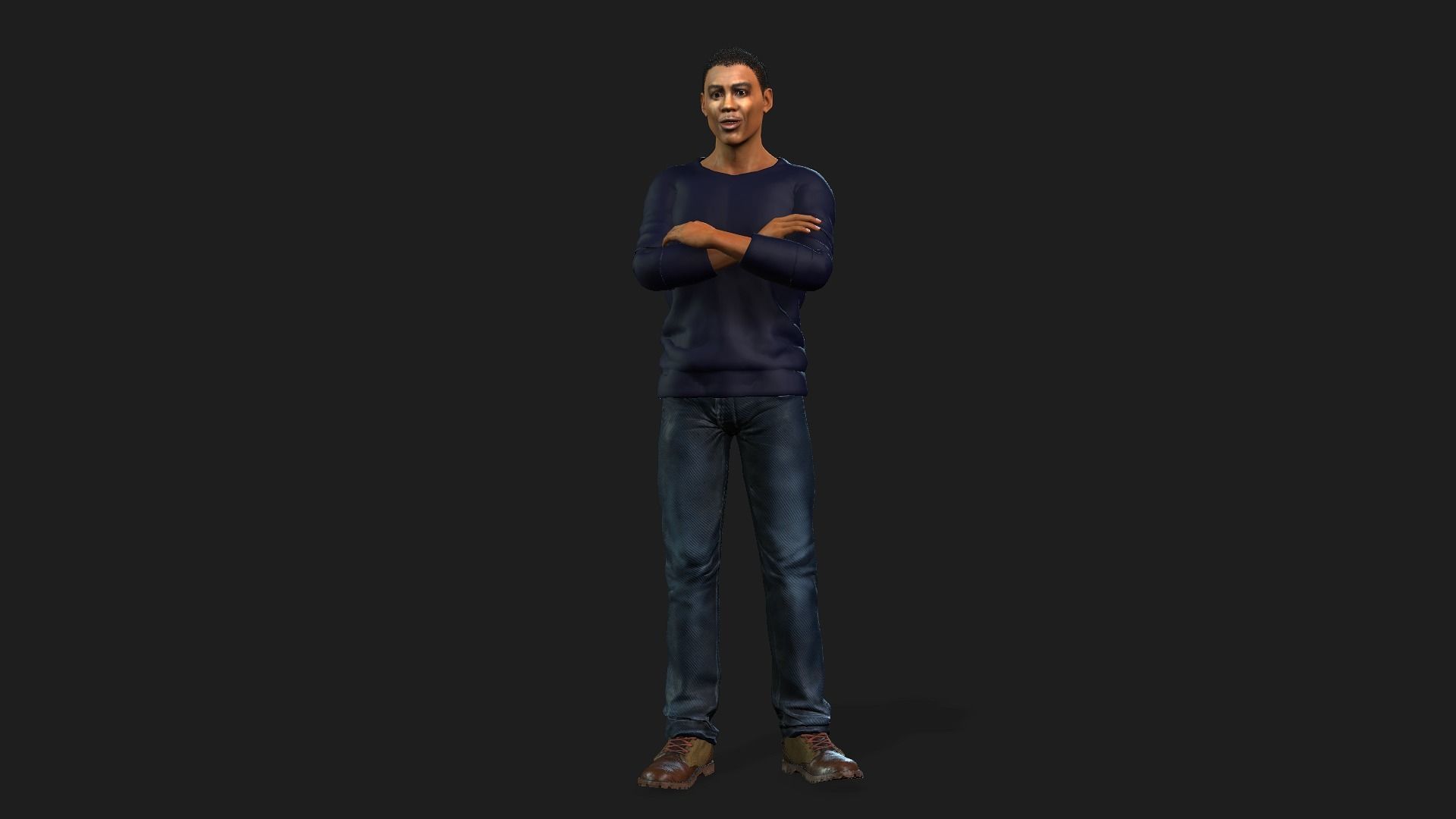 Chris Rock 3D Rigged model ready for animation Low-poly 3D model_12