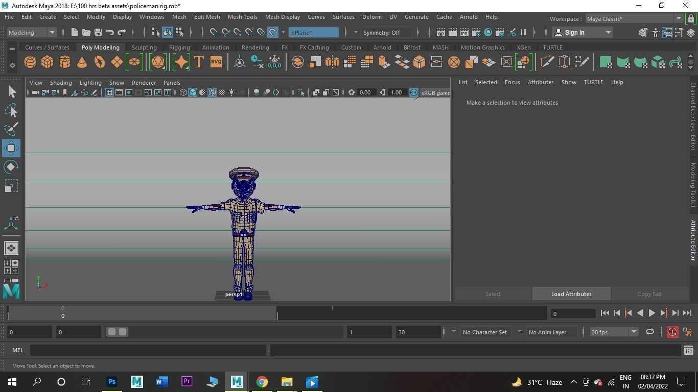 Indian Police man  Low-poly 3D model_4