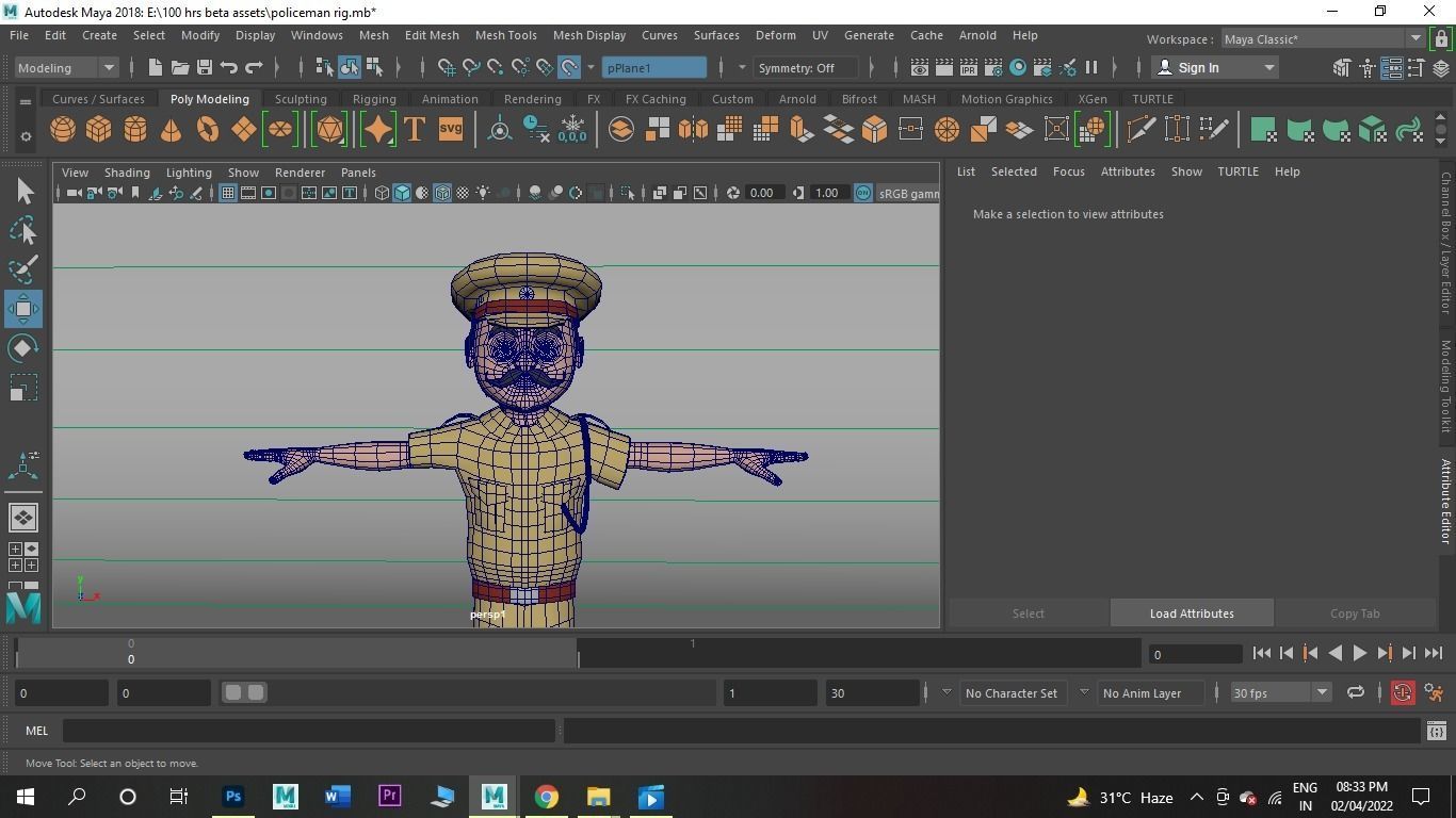 Indian Police man  Low-poly 3D model_3