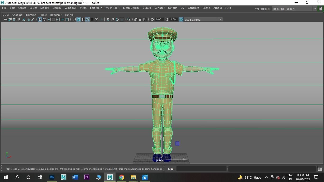 Indian Police man  Low-poly 3D model_5