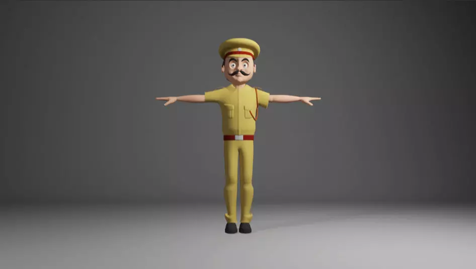 Indian Police man  Low-poly 3D model_0