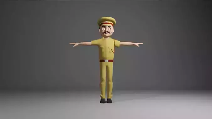 Indian Police man  Low-poly 3D model