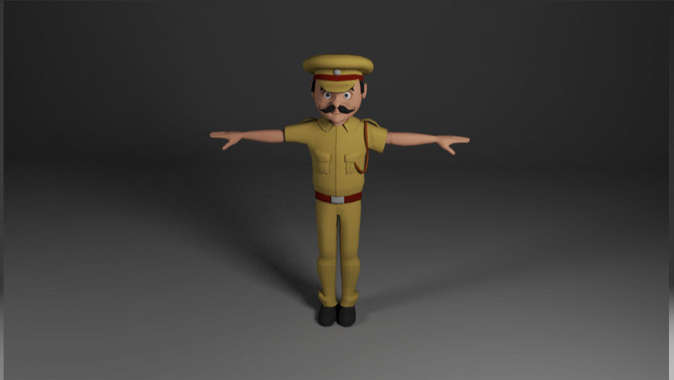 Indian Police man  Low-poly 3D model_2