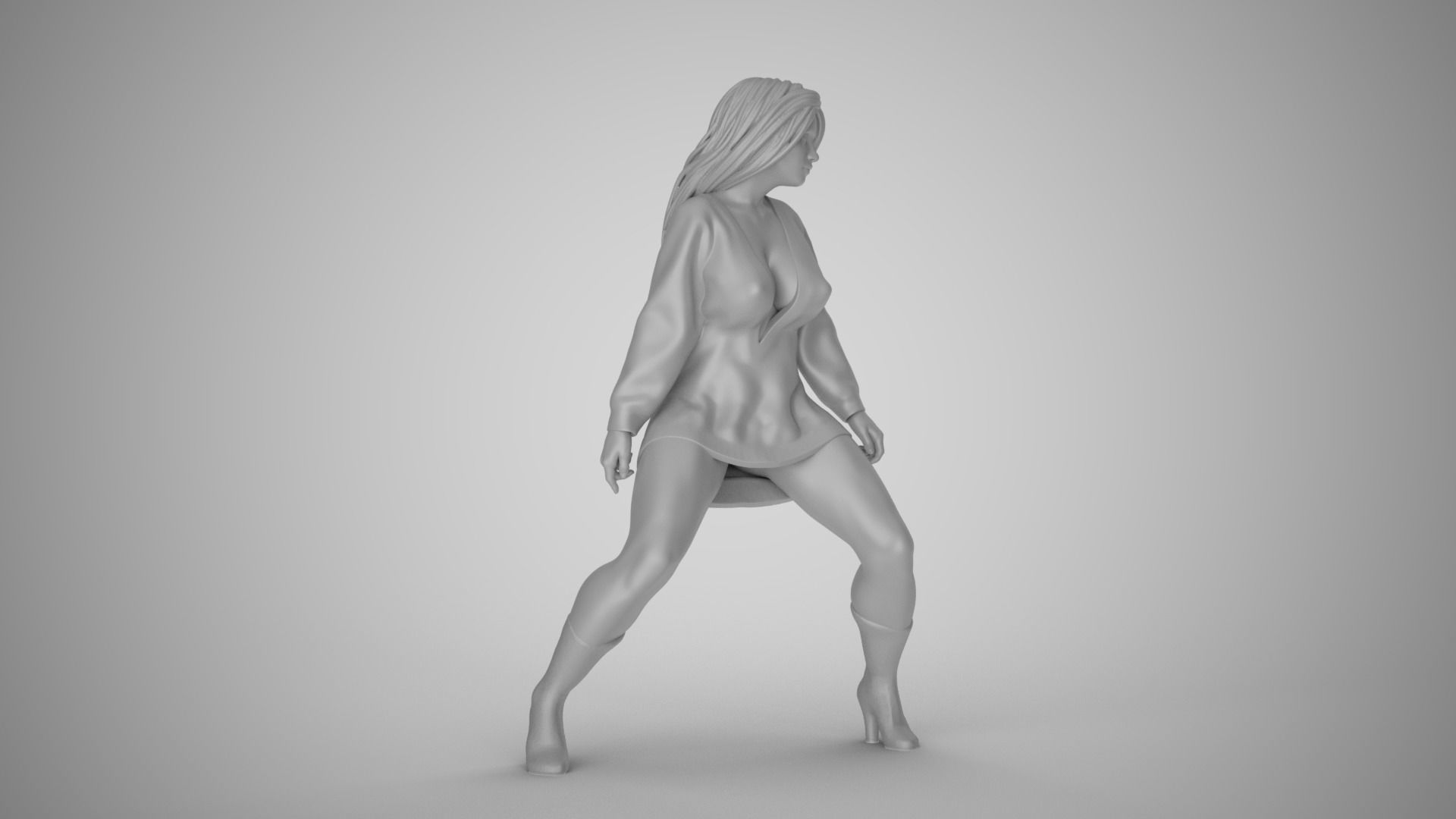 Shaking Leg Girl 3D print model_3