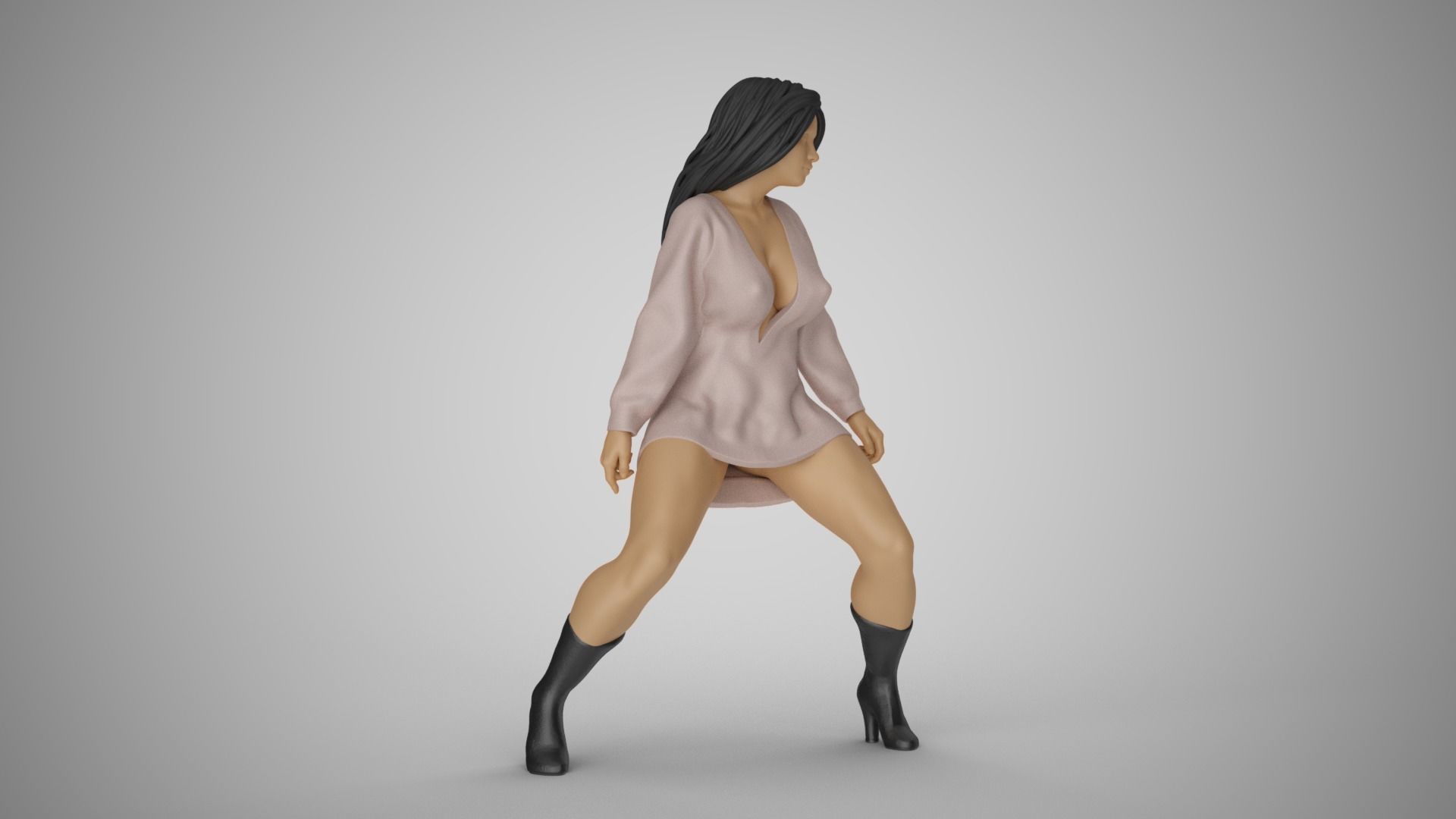 Shaking Leg Girl 3D print model_4