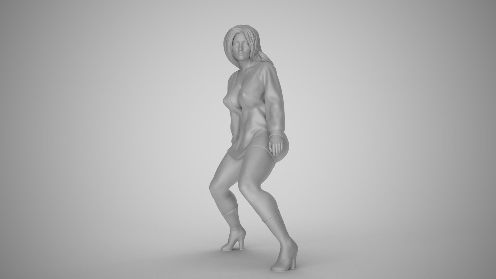 Shaking Leg Girl 3D print model_1