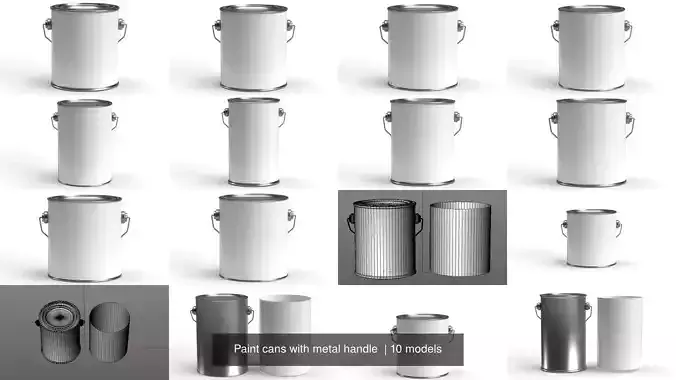 Paint cans with metal handle  3D Model Collection