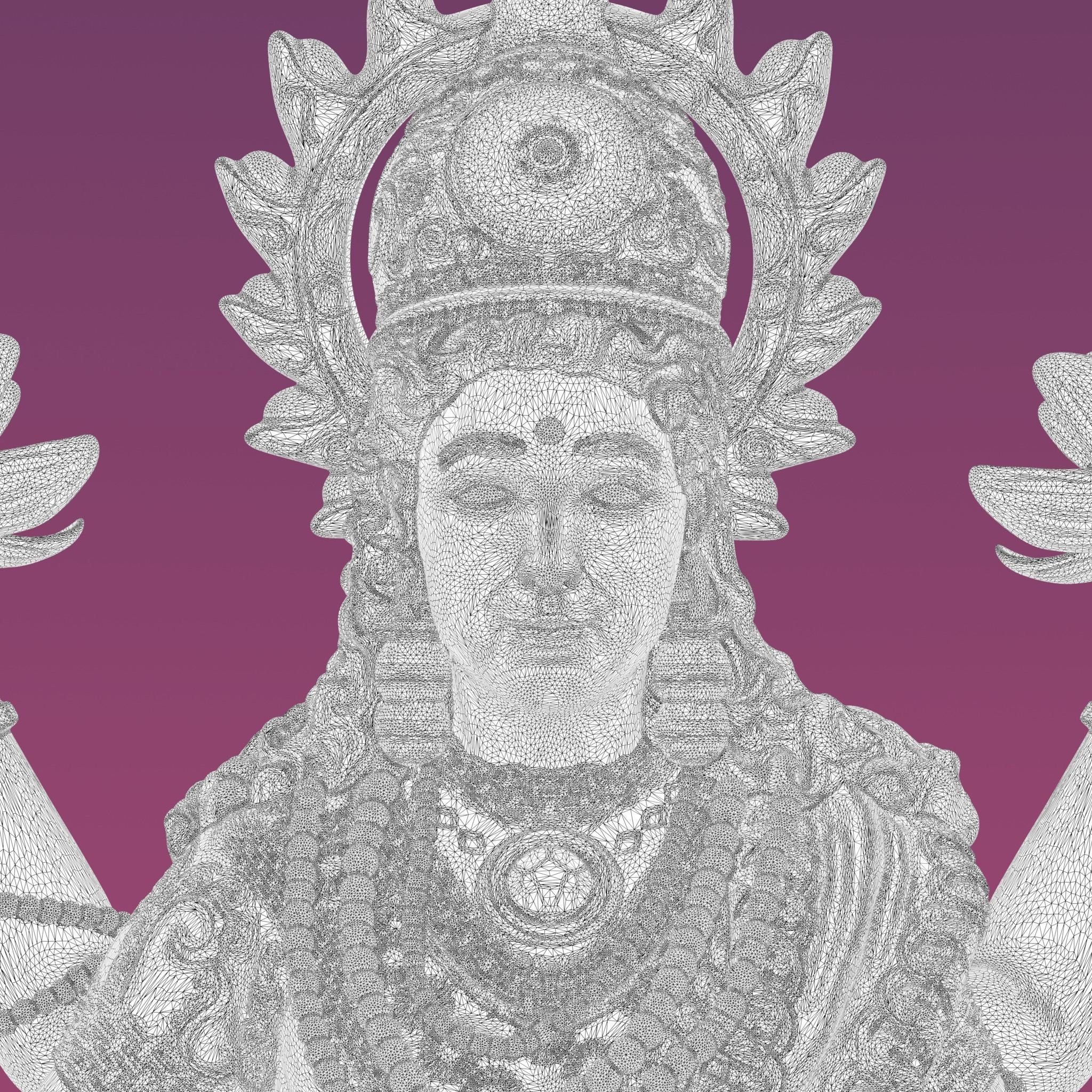 LAKSHMI statue of lotus flower 3D print model_7