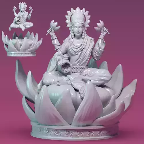 LAKSHMI statue of lotus flower 3D print model