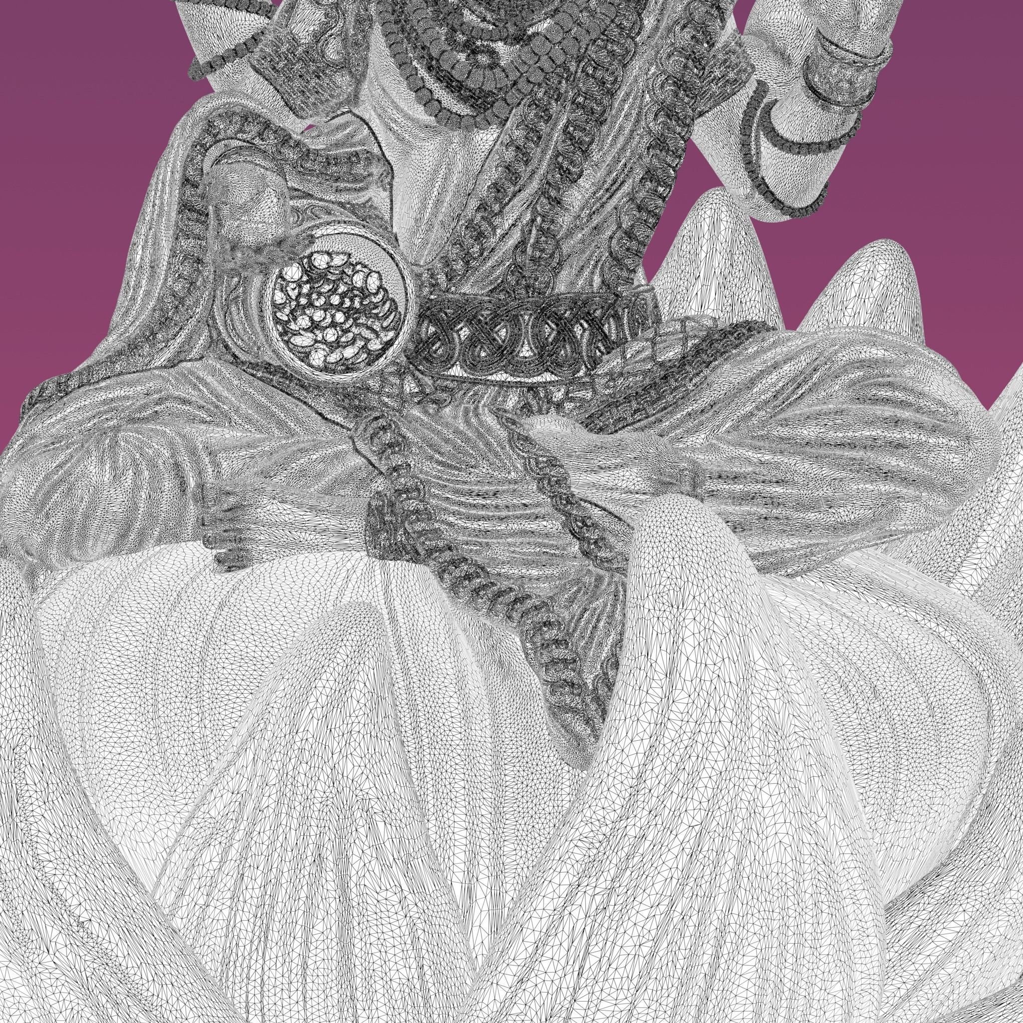 LAKSHMI statue of lotus flower 3D print model_8