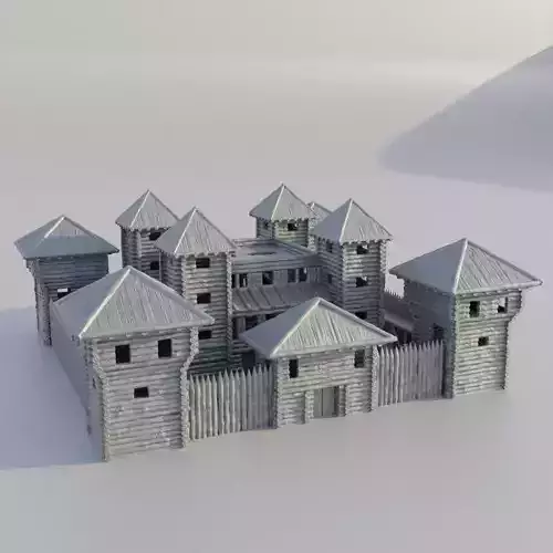 Small Wooden Fort Tabletop Terrain 28 mm 3D print model