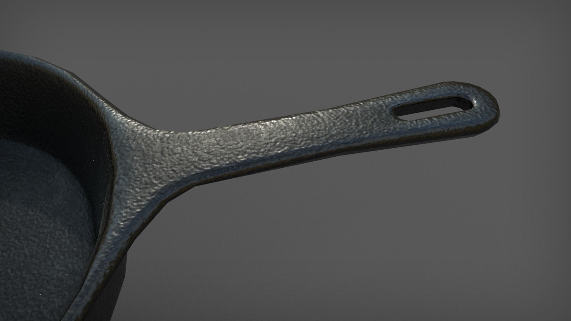 Cast Iron Frying Pan Low-poly 3D model_2