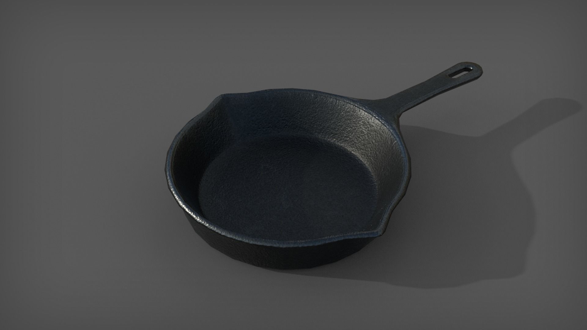 Cast Iron Frying Pan Low-poly 3D model_1