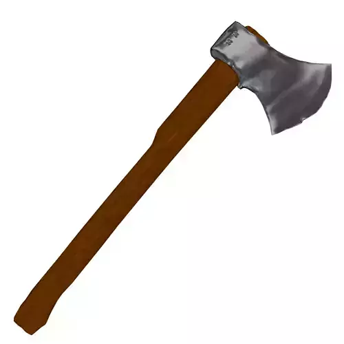 Iron axe with a wooden handle PBR  low-poly  game ready
