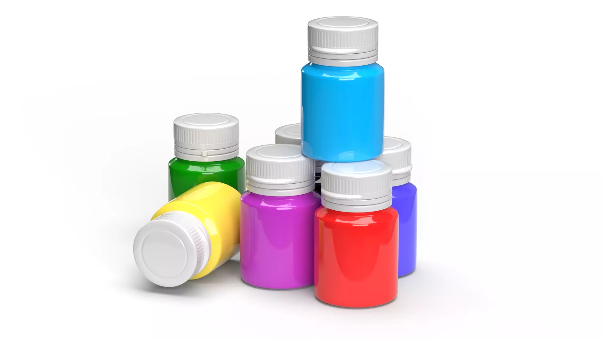 Gouache color paint jars 3D model