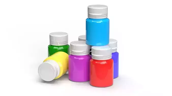 Gouache color paint jars 