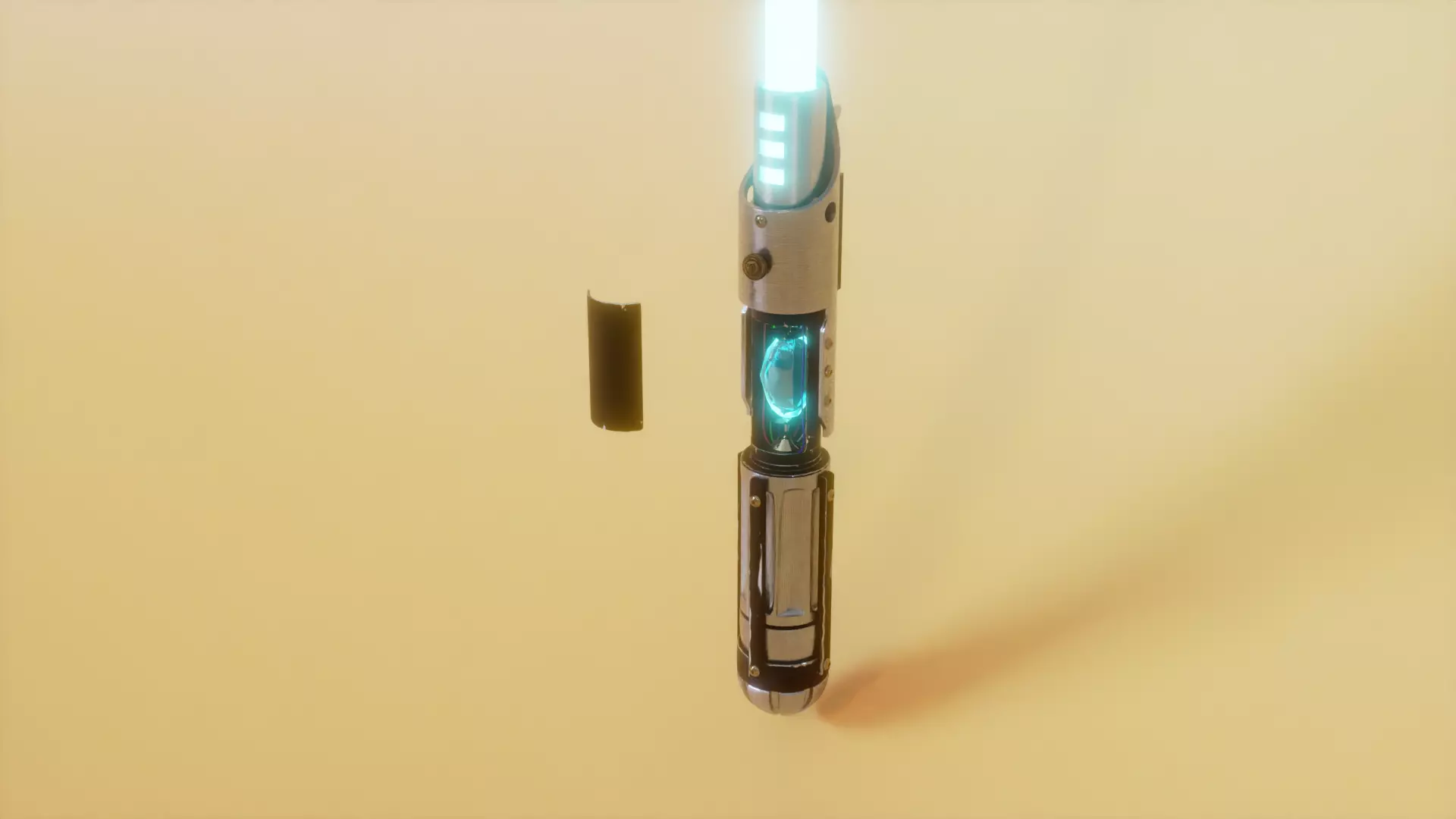 Light saber handle separate pieces low polly 3D model_0