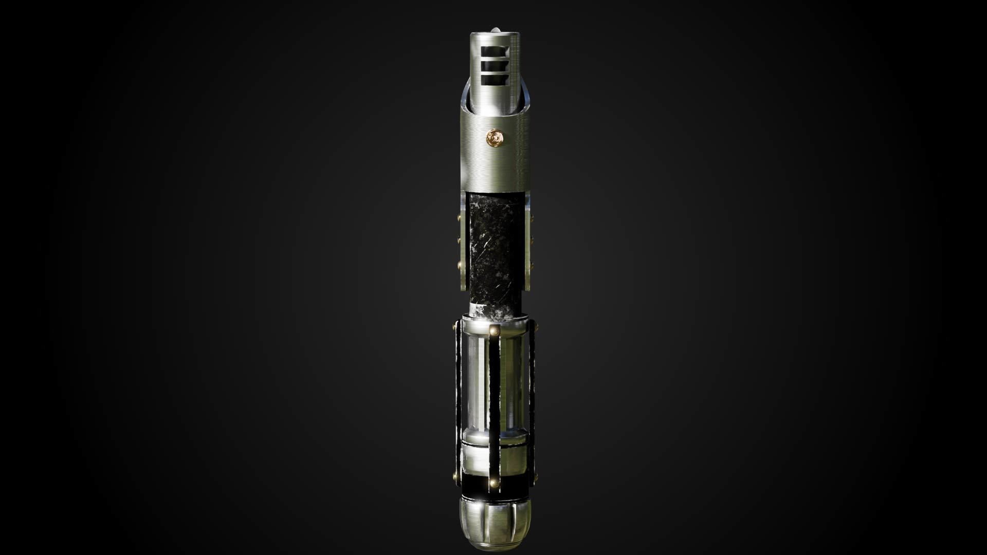 Light saber handle separate pieces low polly 3D model_5