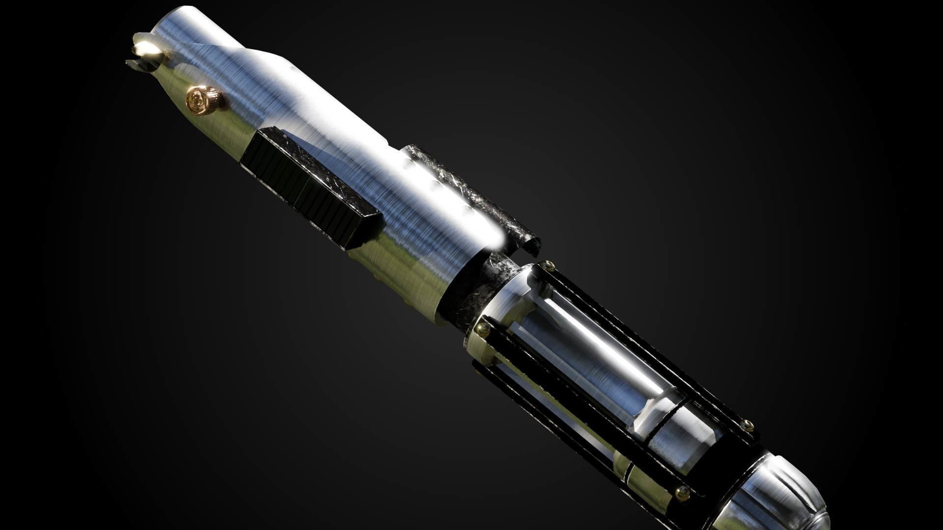 Light saber handle separate pieces low polly 3D model_4