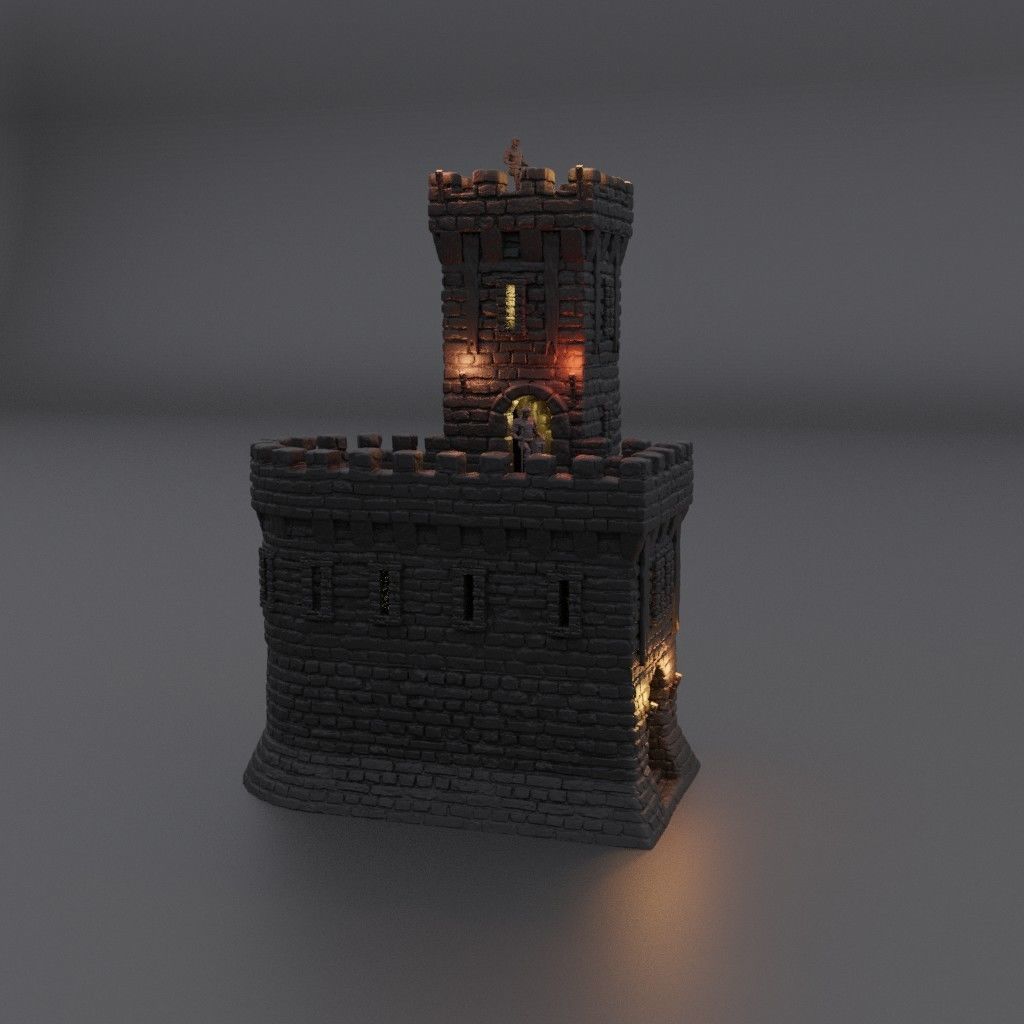 Old Town Watch Tabletop Terrain 28 mm 3D print model_2