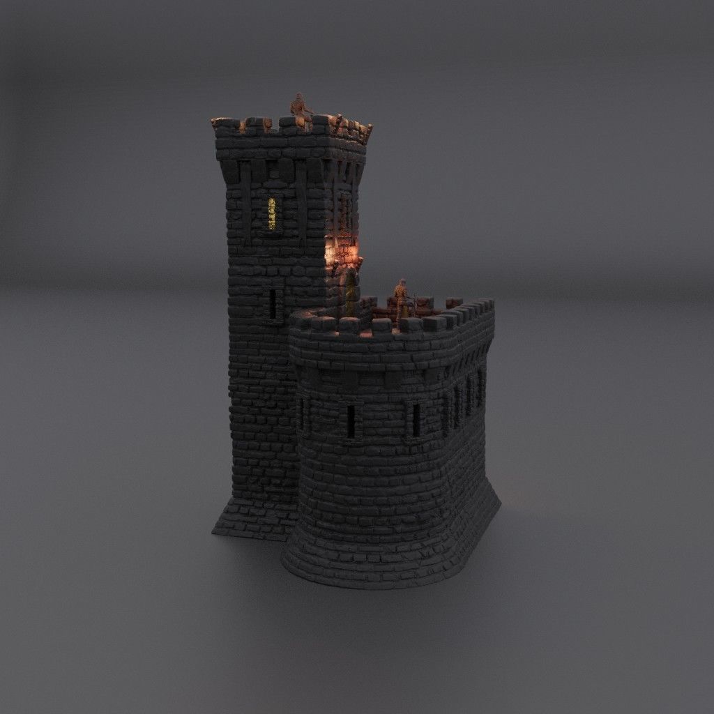 Old Town Watch Tabletop Terrain 28 mm 3D print model_3