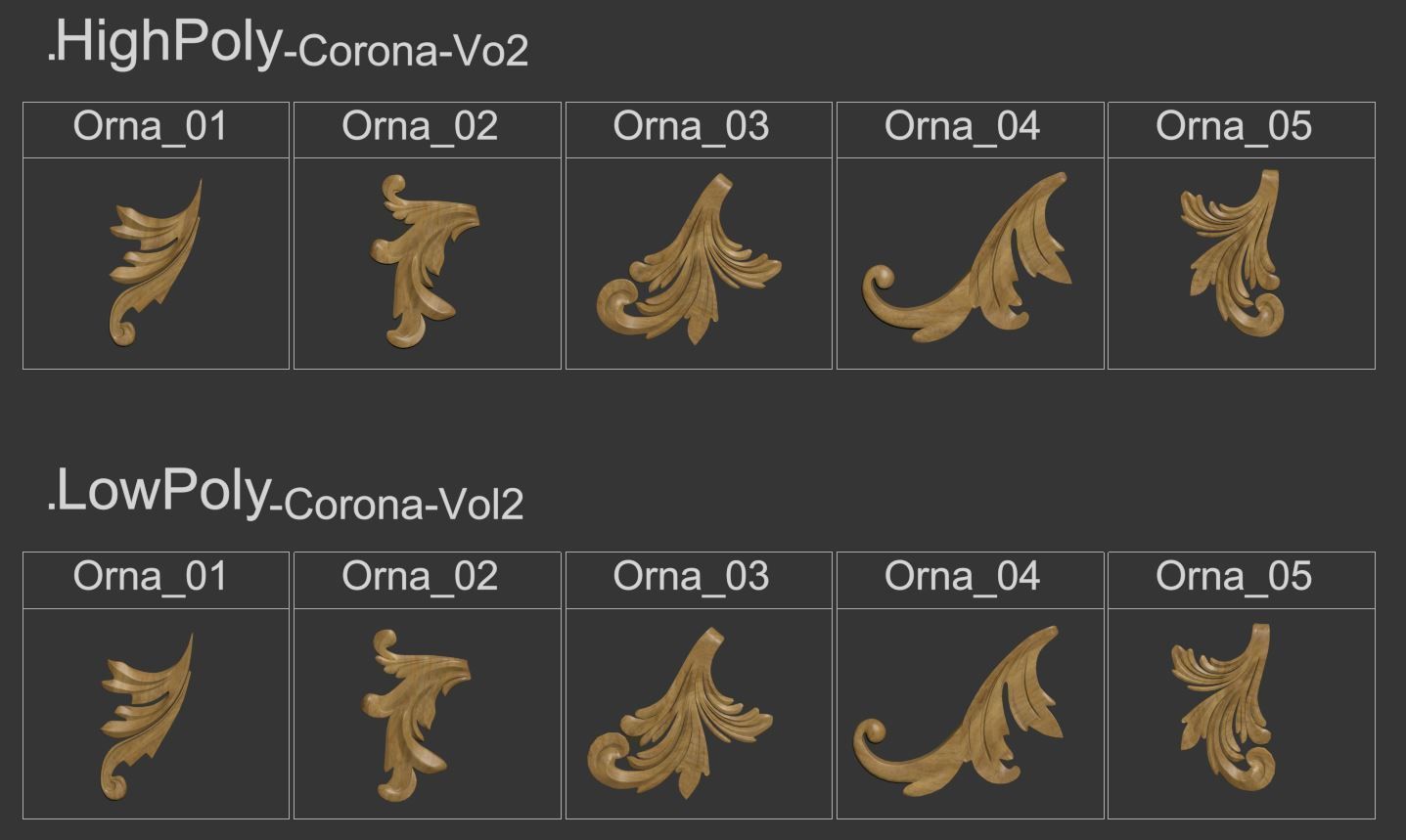 Trim Ornament VOL 2 Low-poly 3D model_6