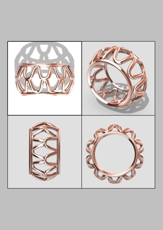 Patterned ring set 001 3D print model 3D print model_7