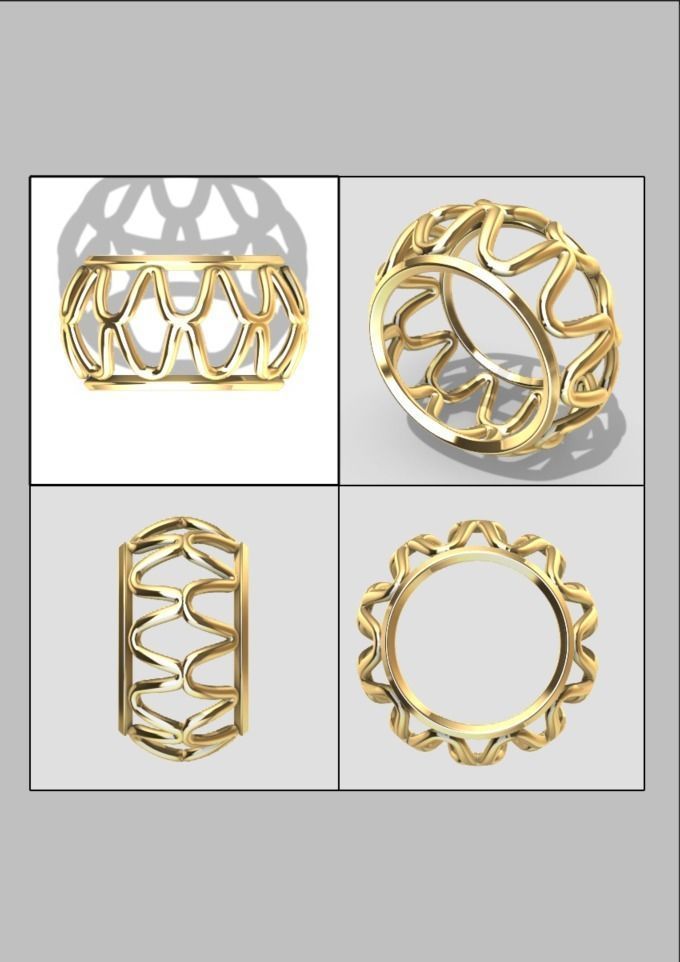 Patterned ring set 001 3D print model 3D print model_8