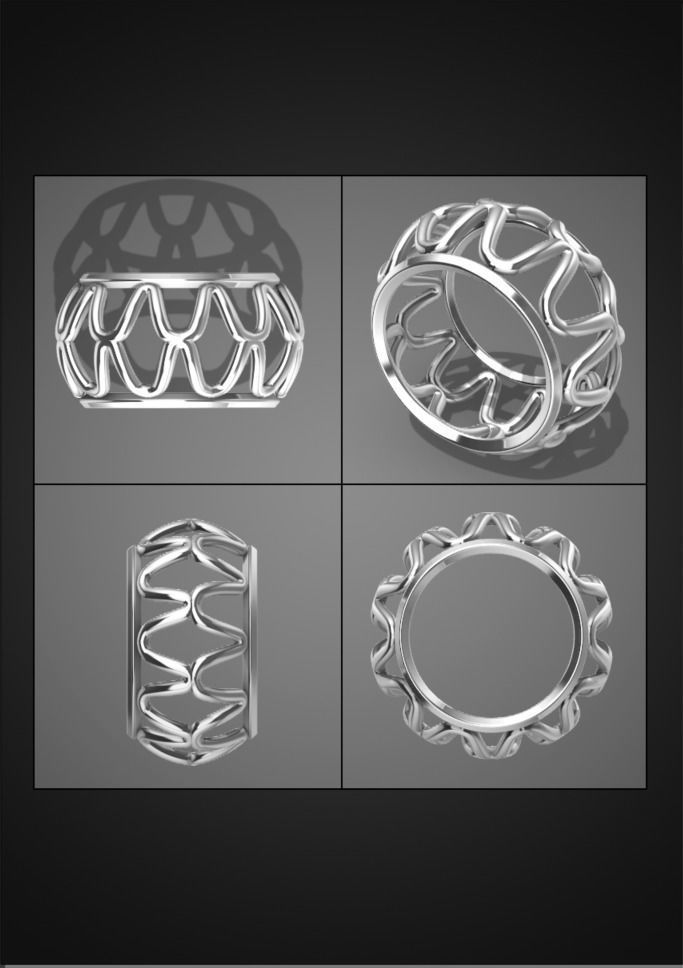 Patterned ring set 001 3D print model 3D print model_6