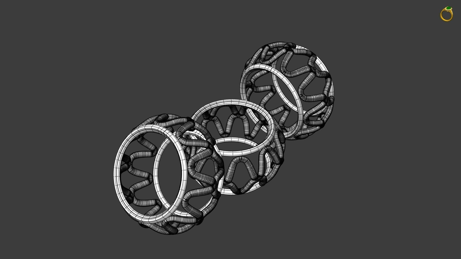 Patterned ring set 001 3D print model 3D print model_4